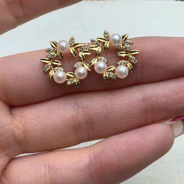 海水珍珠耳饰银S925镶嵌