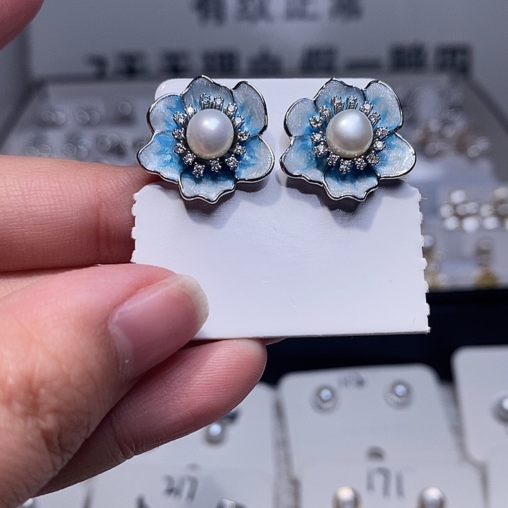 耳饰淡水珍珠银S925镶嵌