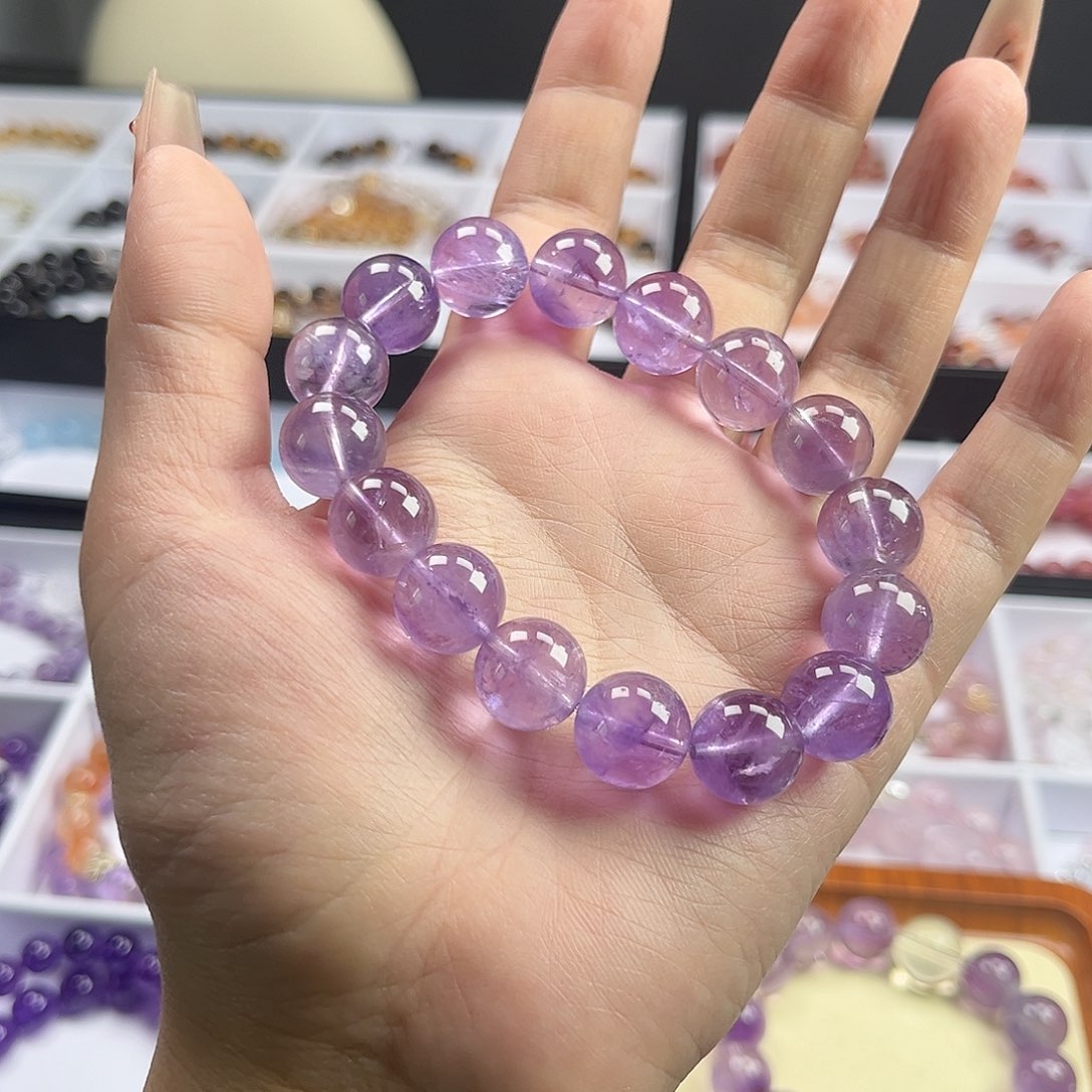 水晶手串未镶嵌X**。12mm紫水晶