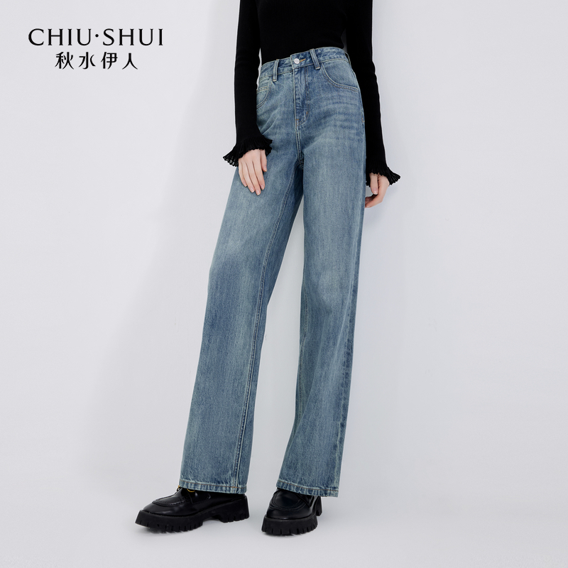 【大可专属】秋水伊人蓝色牛仔裤女直筒拖地长624112A170146