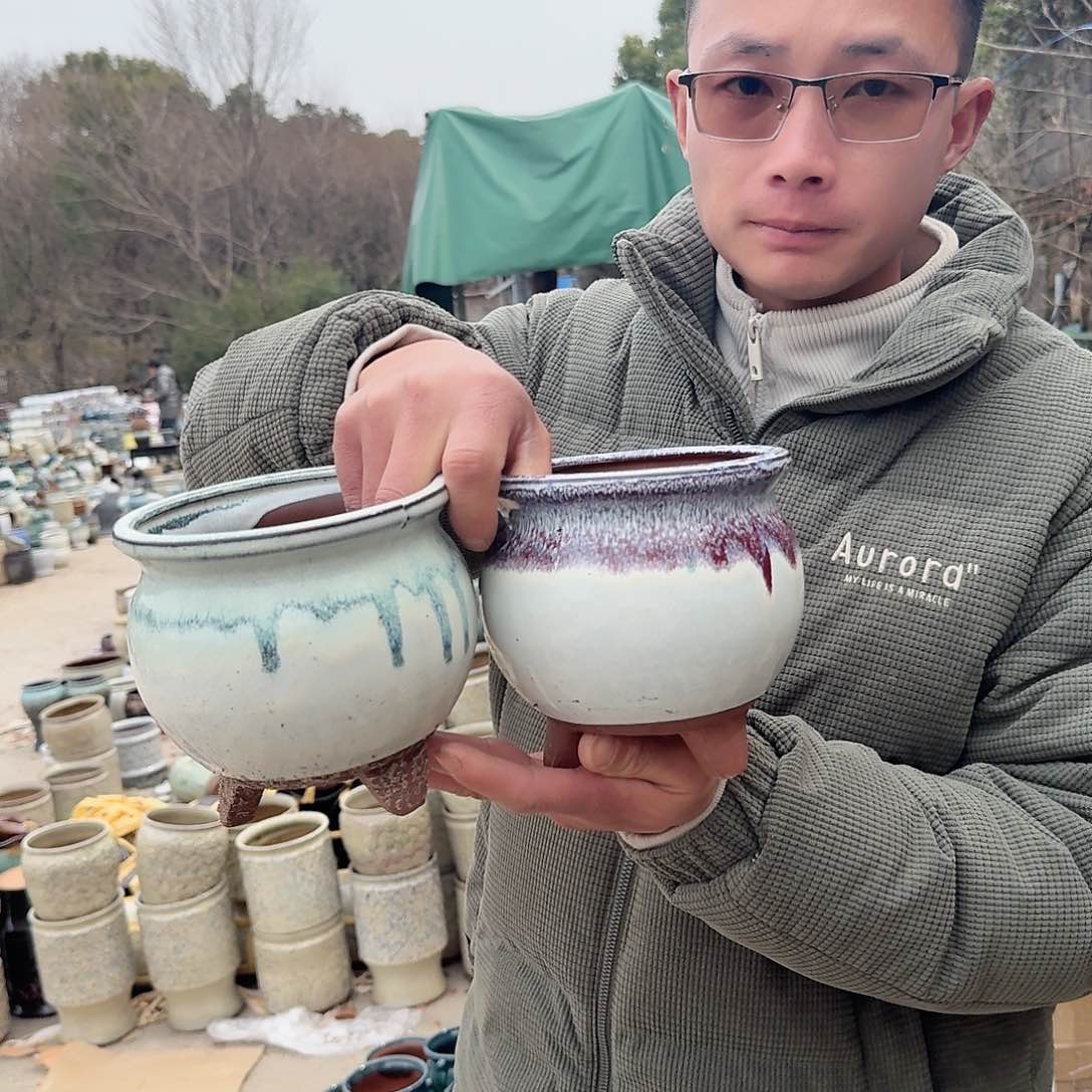 紫砂花盆瑕疵随机发两个