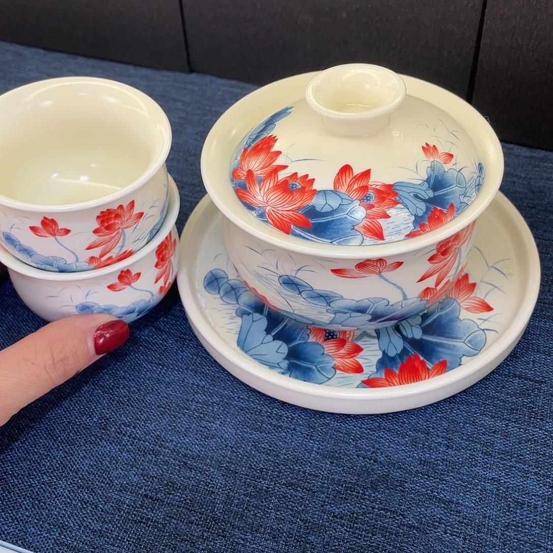 陶景德陶瓷盖碗茶具