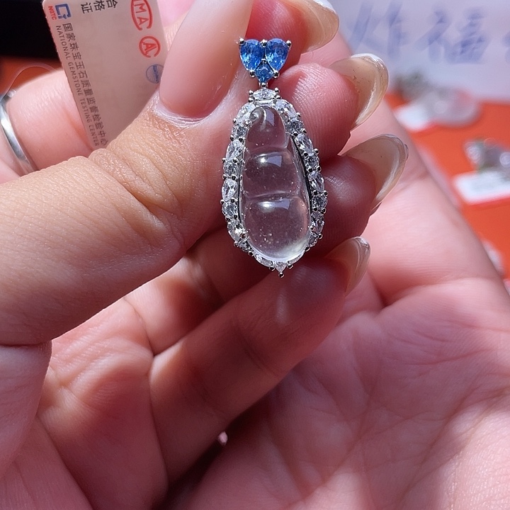 石英质玉银S925镶嵌颈饰