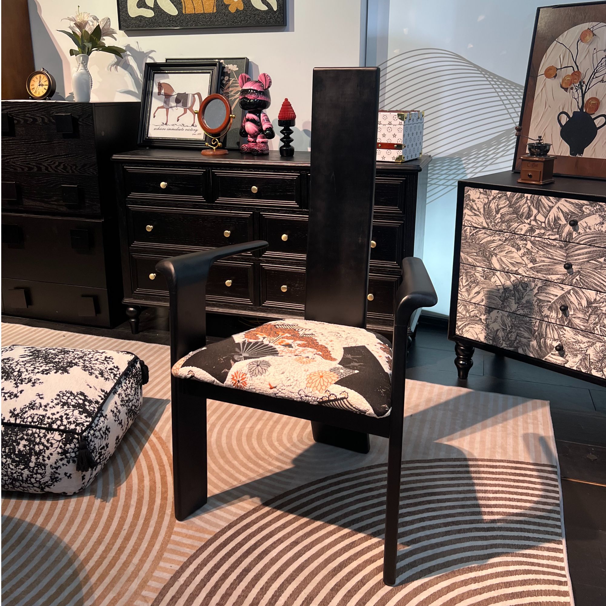 【和风餐椅】美式轻奢复古实木家用轻奢靠背餐椅软包设计师