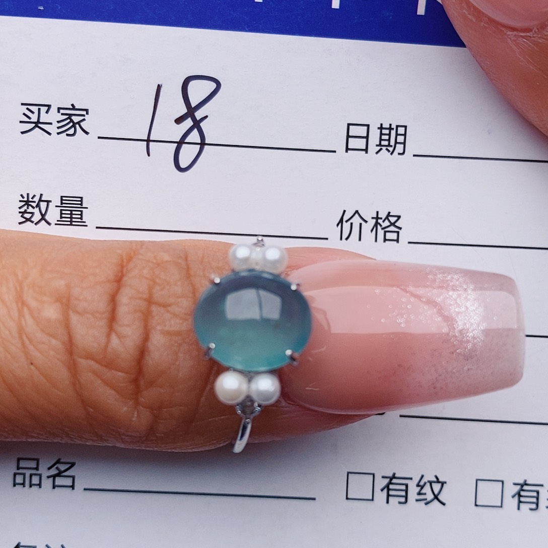 翡翠戒指银S925镶嵌戒指