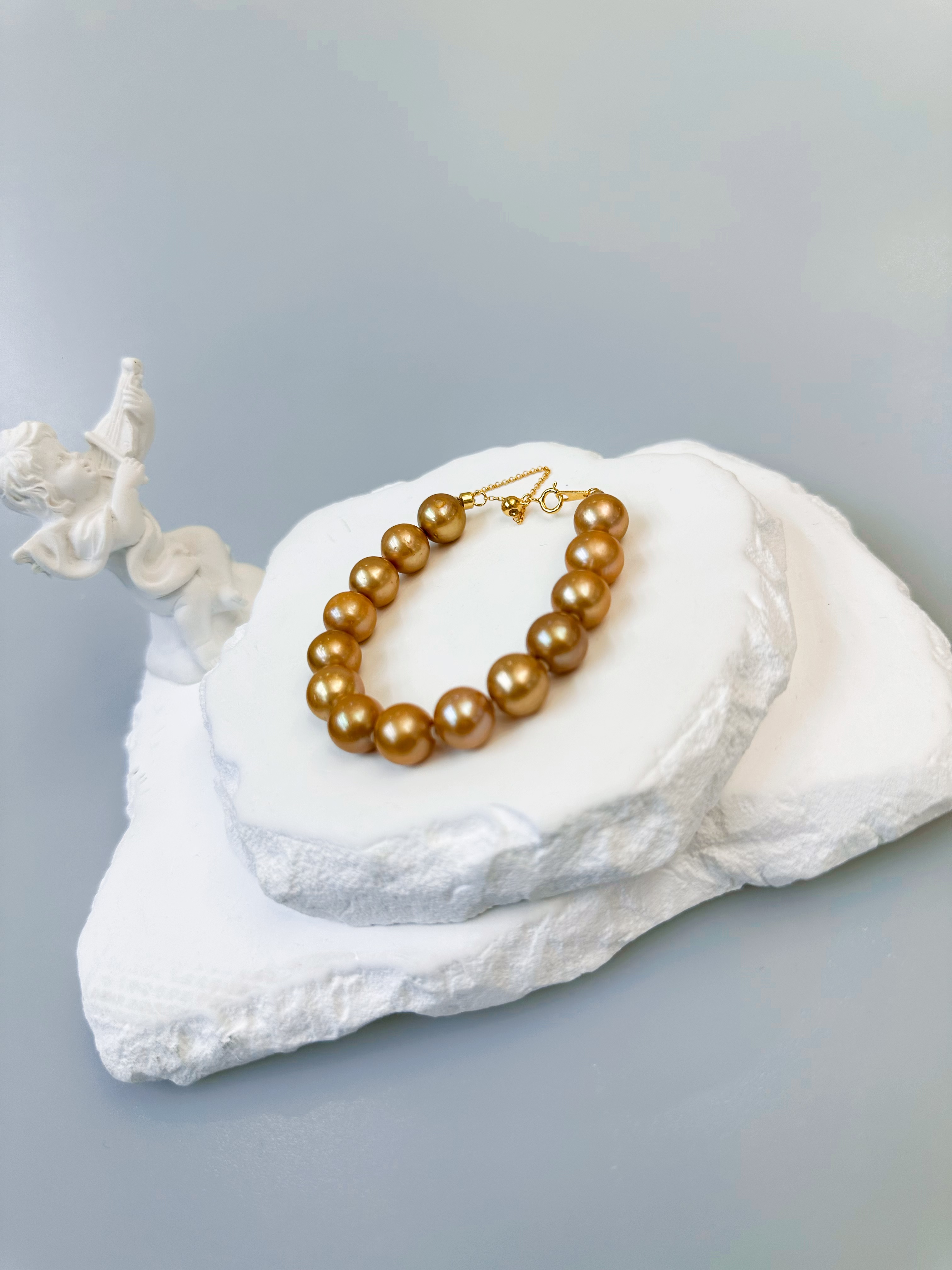 925银手链 【妍稀●专属】10-11mm正圆极光浓金可调节手链 397