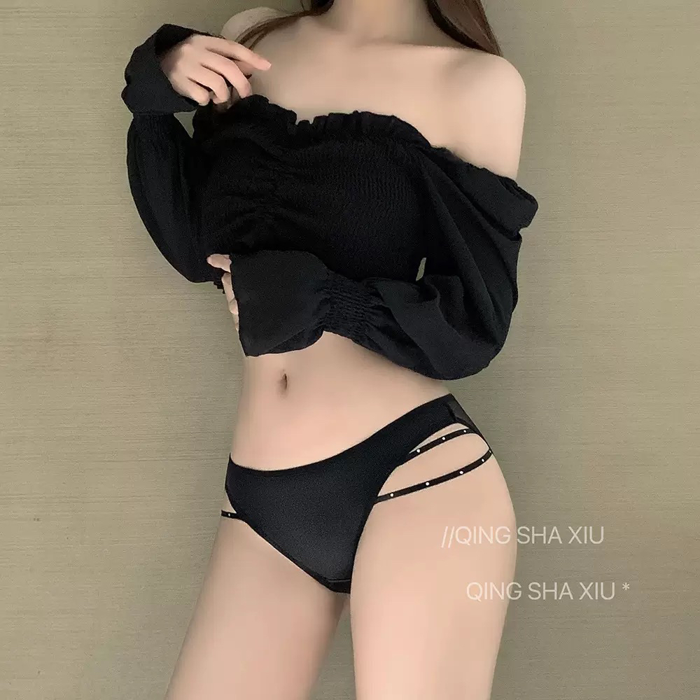 【情场女王】纯欲风轻奢性感舒适纯欲诱惑手工烫钻薄款女士内裤内衣