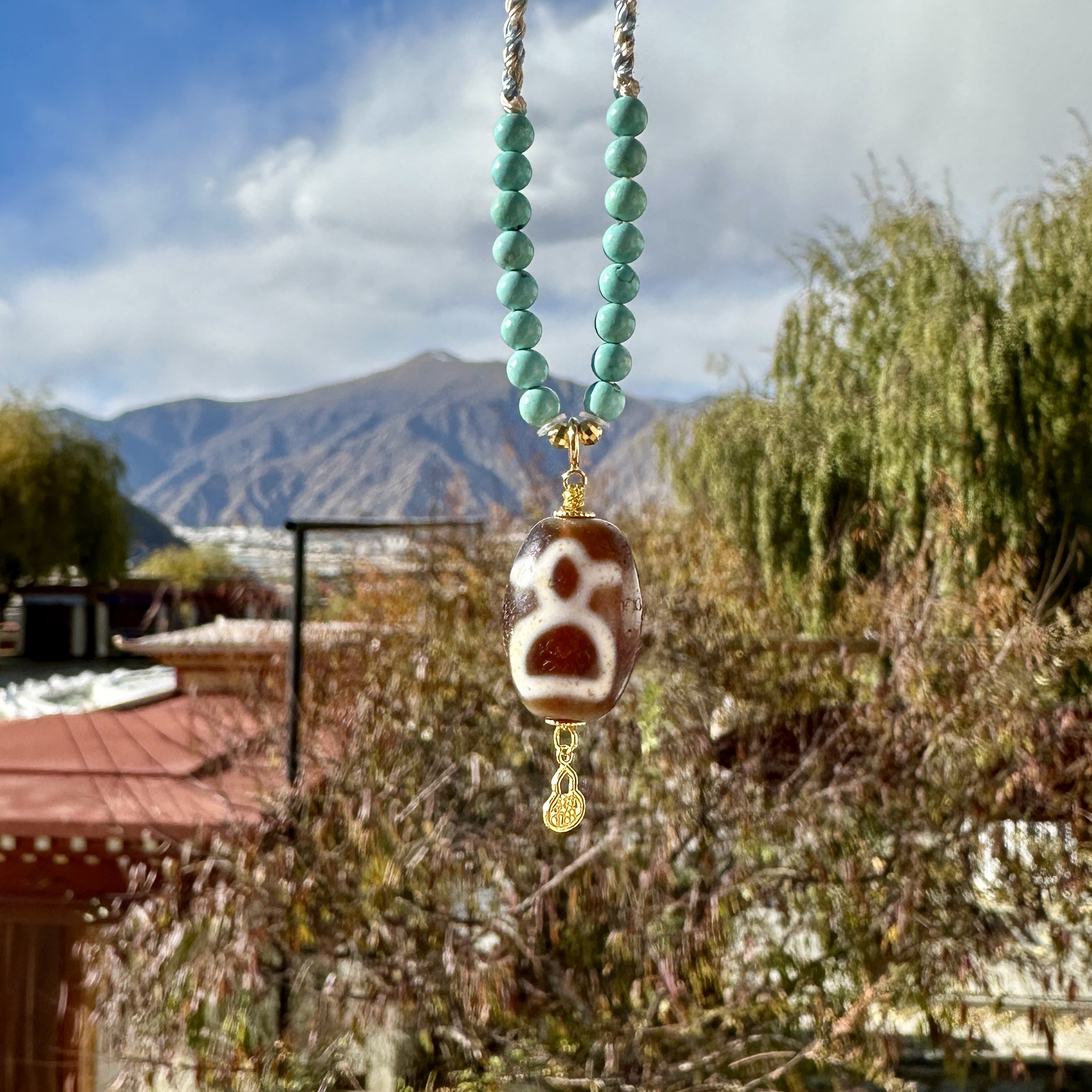 18k g帽天珠绿松玛瑙吊坠（拉萨直发）DU251108202