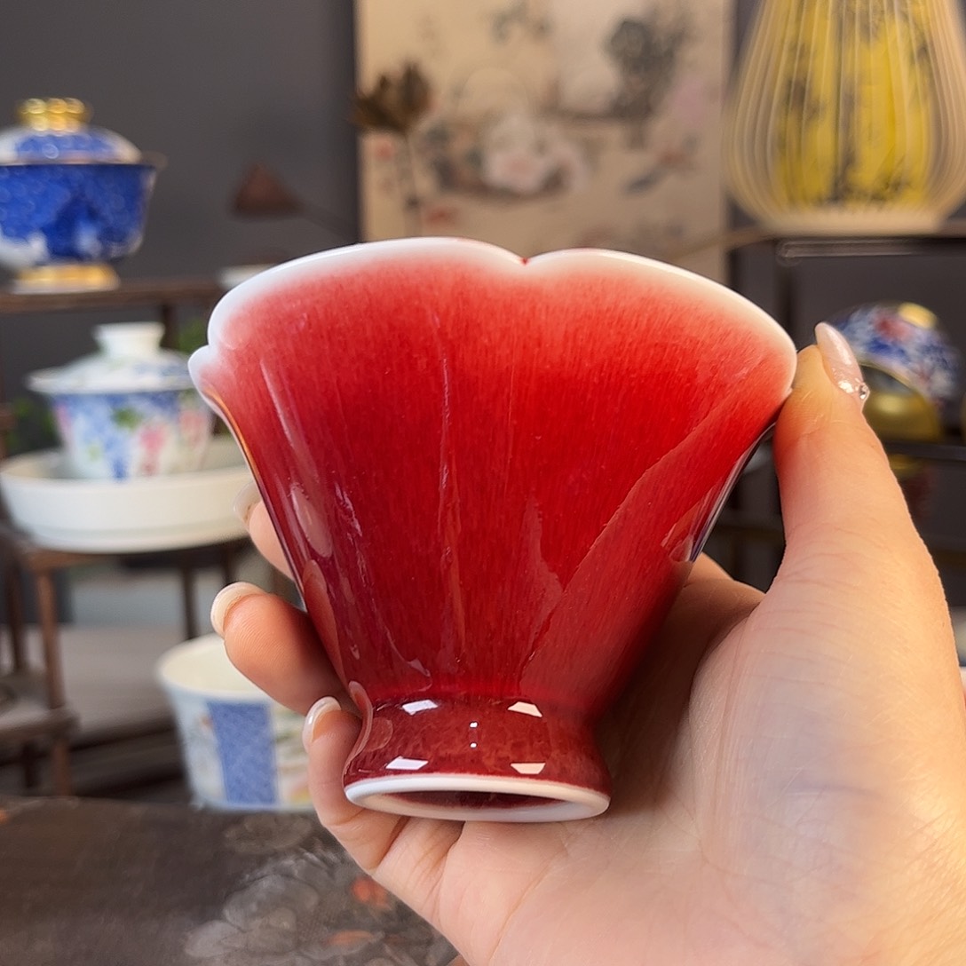 摆件木*?景德镇陶瓷茶杯多人