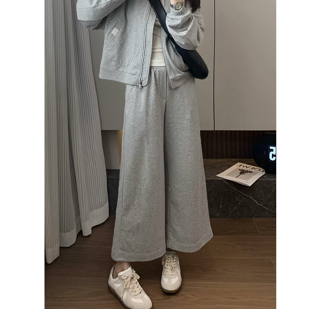 【浪漫休闲裤】2025新款深圳货松紧腰阔腿九分软糯长裤休闲裤