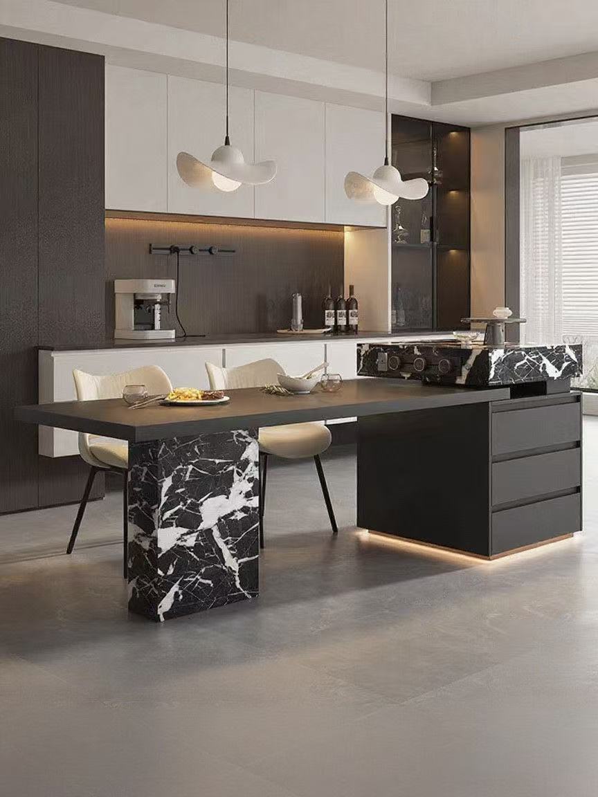 【双十二年惠】现代意式简约家用全岩板岛台厨房客厅餐桌