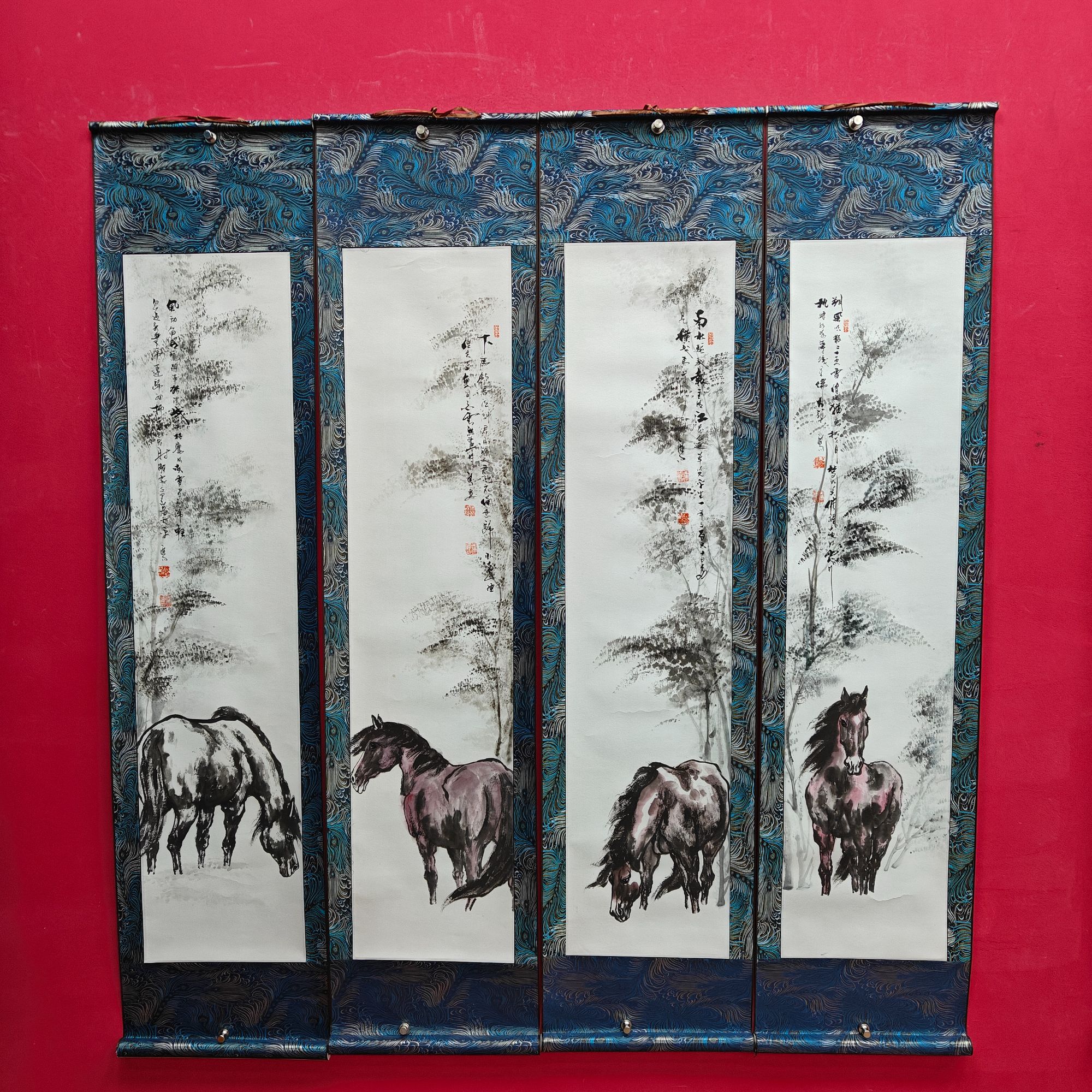 王德峰 《中堂四条屏》175*40cm*4-长乐