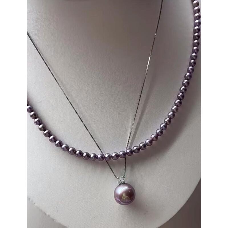 3022极光紫珠珠项链（送同款路路通）