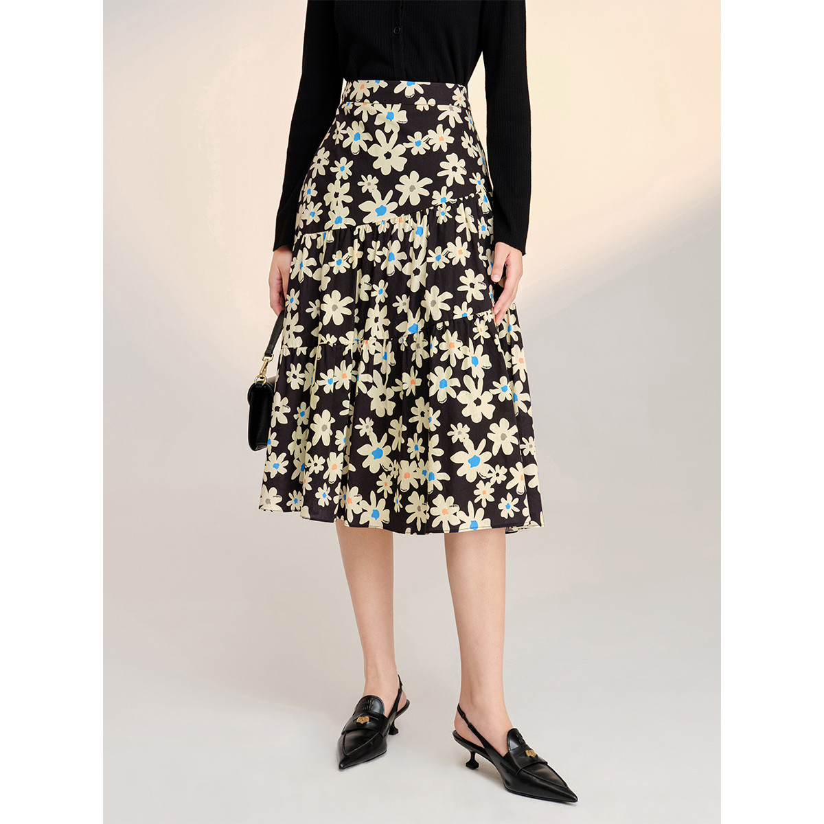 【籽言专属】红袖太阳花印花宽腰头散摆半身裙89123061508