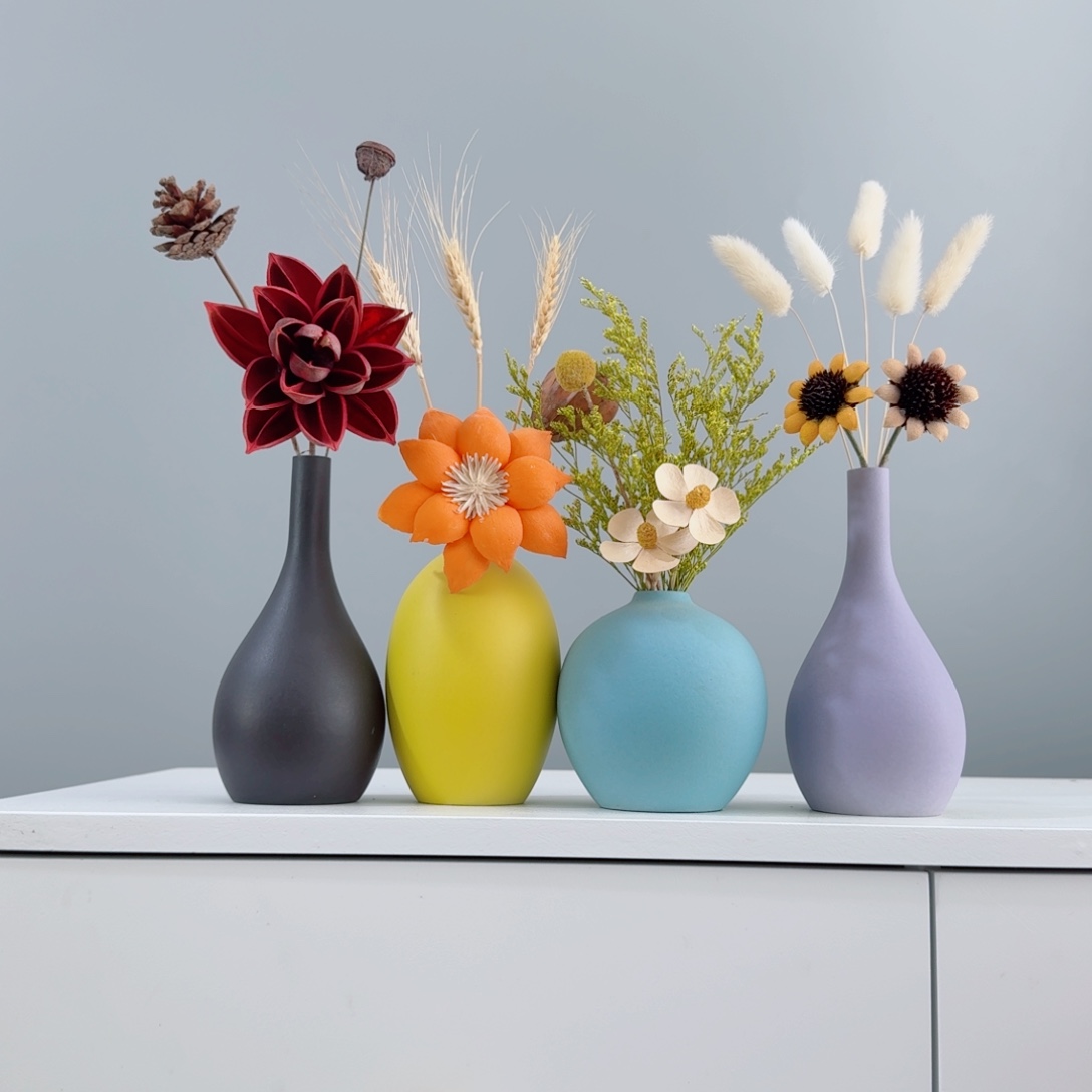 摆件陶瓷花瓶摆件含花总高约20-30cm