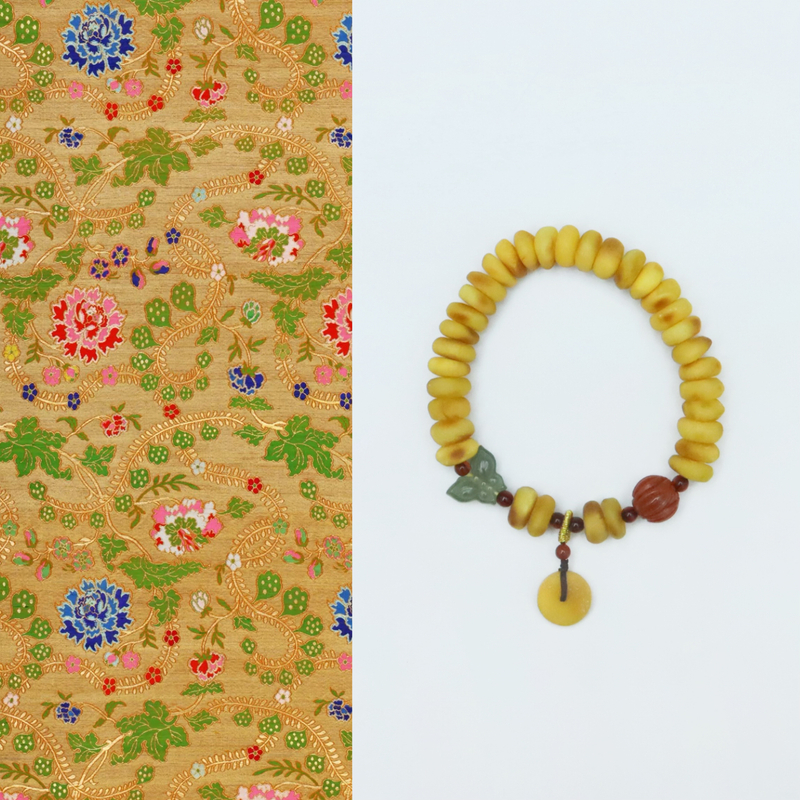 原创设计款天然琥珀蜜蜡随形饼子单圈手串手链手饰9mm