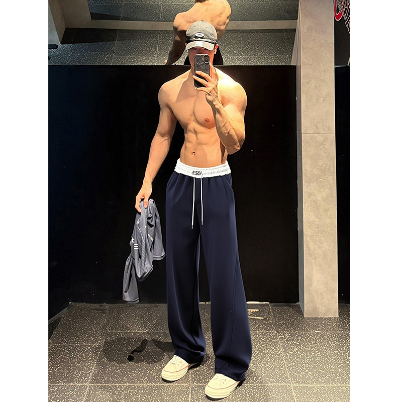 cleanfit运动健身卫裤男款秋冬高个子美式加绒裤子直筒休闲弯刀裤