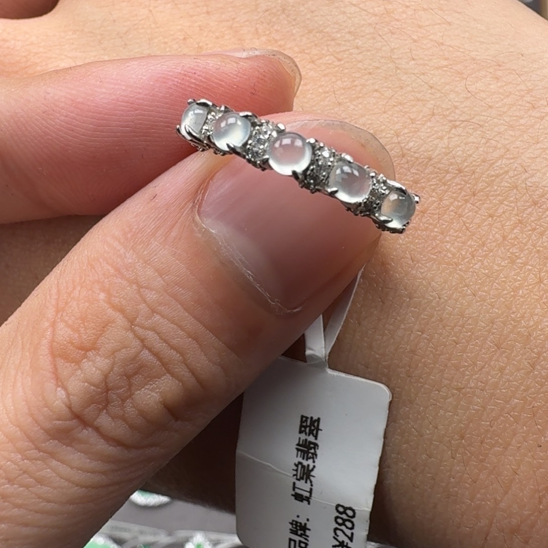 翡翠银S925镶嵌戒指天然缅甸翡翠A货