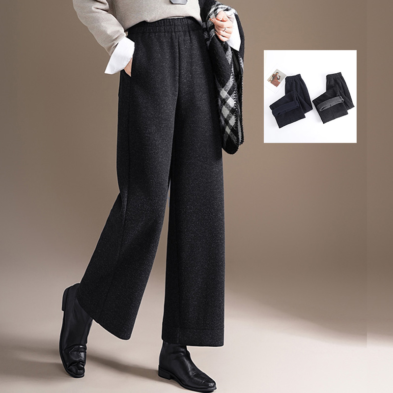 2025秋冬款典雅大方气质毛呢阔腿裤高腰垂感显瘦别致时髦休闲裤潮