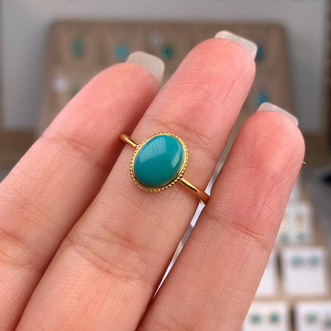 绿松石银S925镶嵌戒指