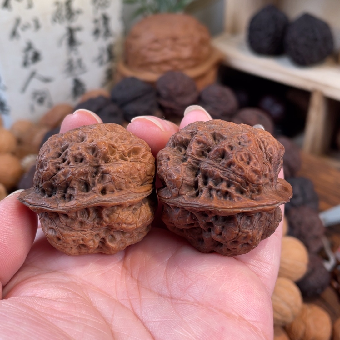 文玩核桃把件临江古蟾36磕尖