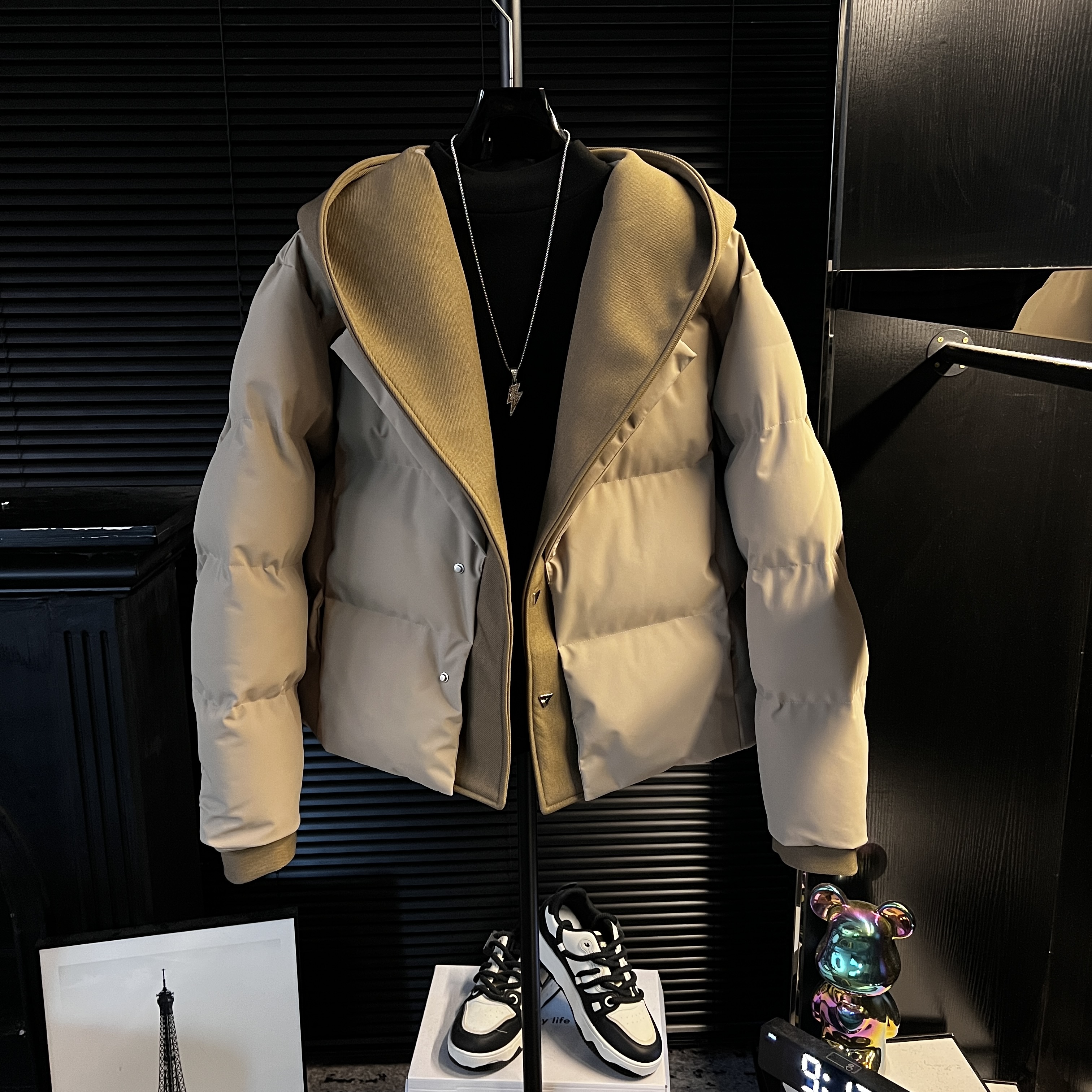 LB-冬季百搭休闲男士棉服连帽加厚高级感时尚外套（退货换货包邮）