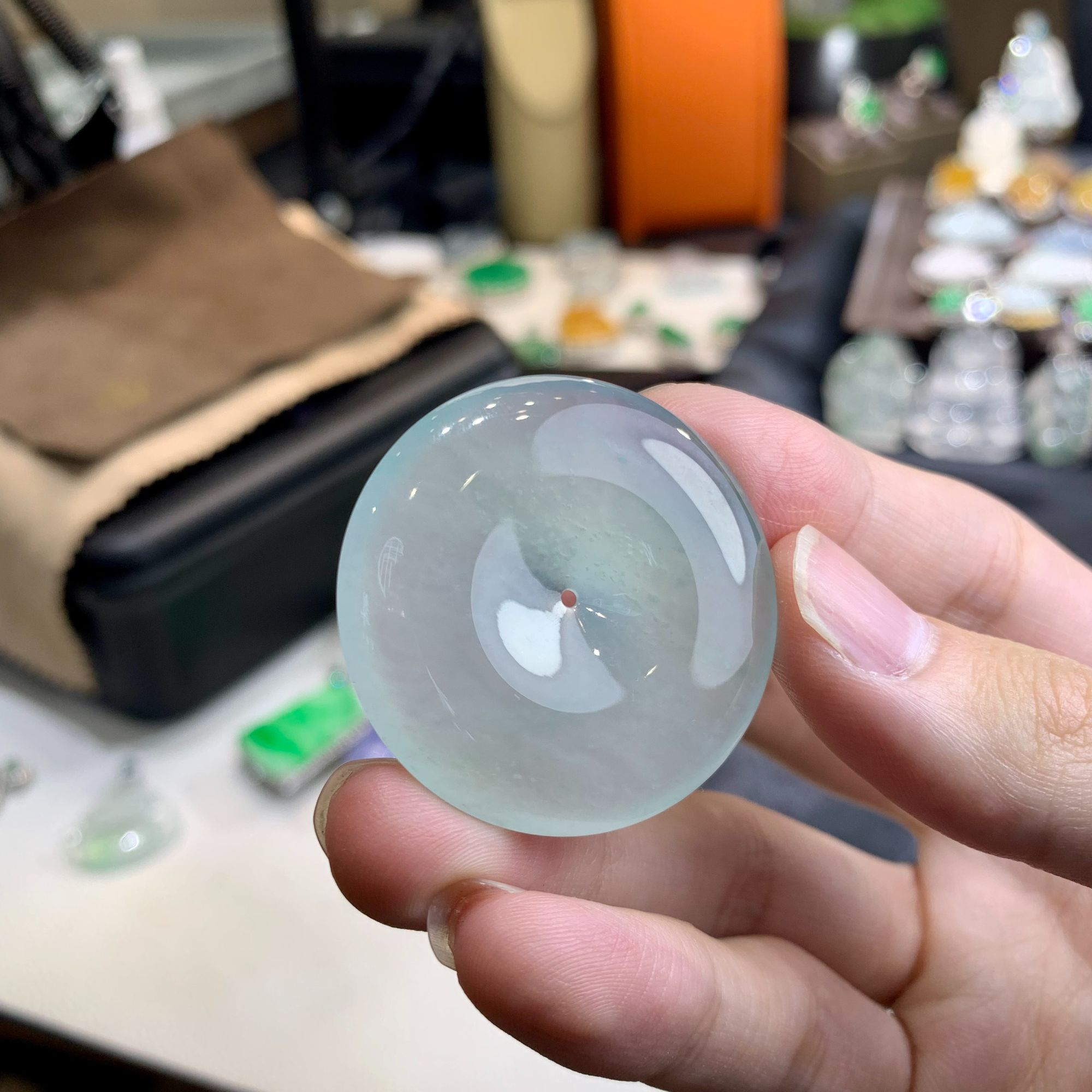 雪花棉高品质翡翠平安扣气质通透冰透精美