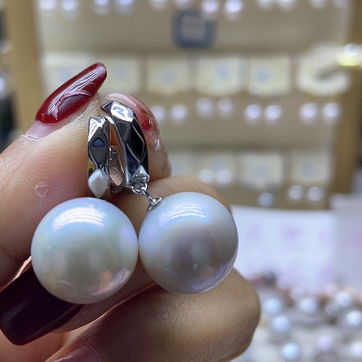 淡水珍珠耳饰银S925镶嵌