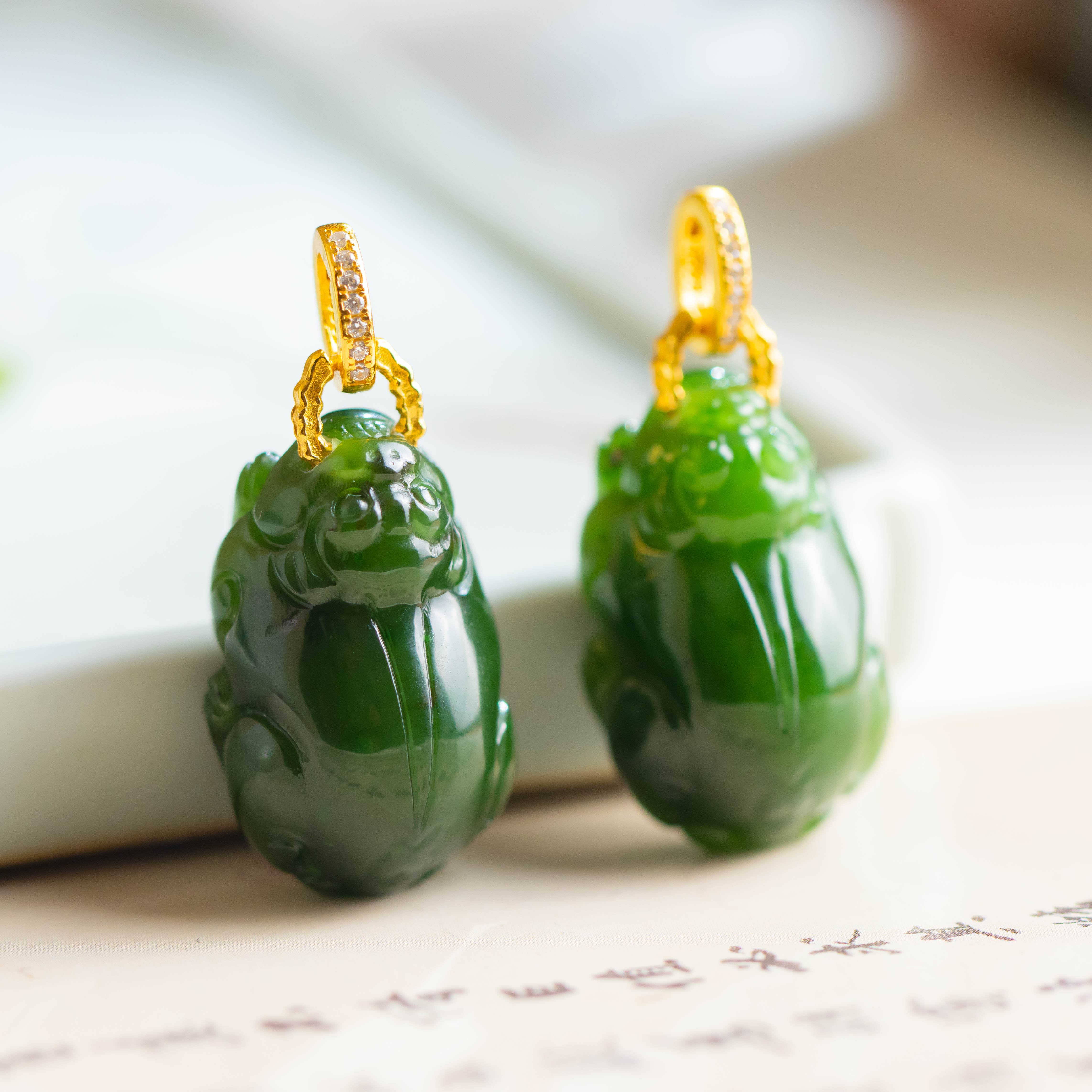 S925银镶嵌和田玉貔貅吊坠不含链（多样性发货 发其一）