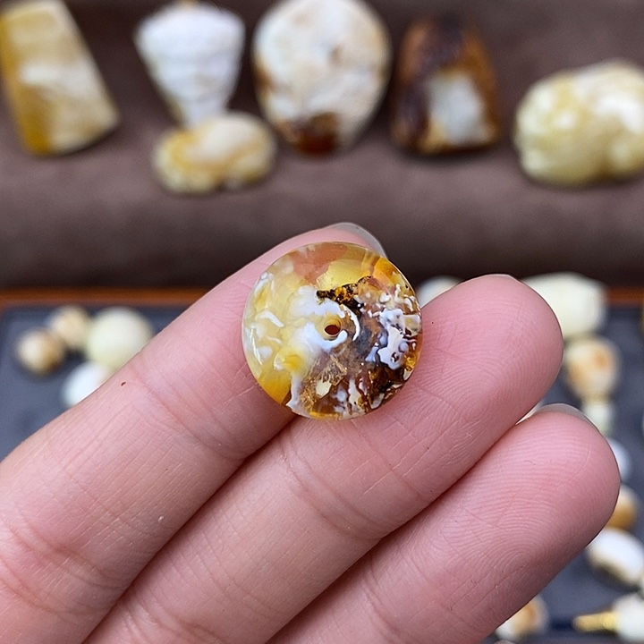 琥珀裸石未镶嵌16平安扣a28