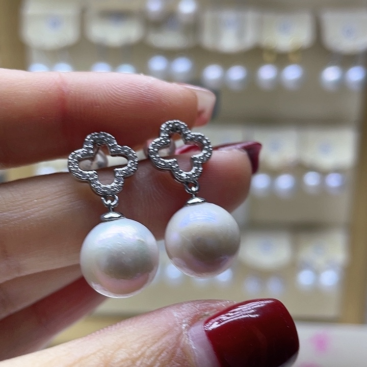 淡水珍珠耳饰银S925镶嵌