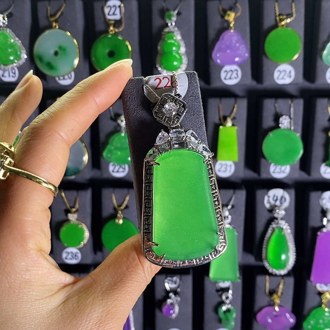 银S925镶嵌翡翠耳饰226