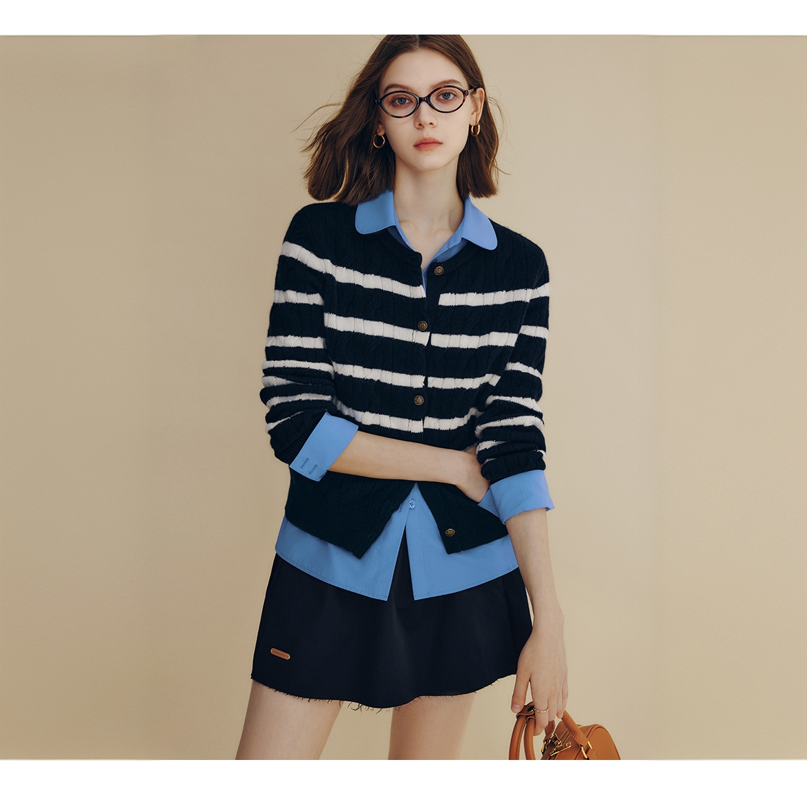 【陈大可专属】法曼萱羊毛针织麻花毛衣开衫女2025早春绞花上衣