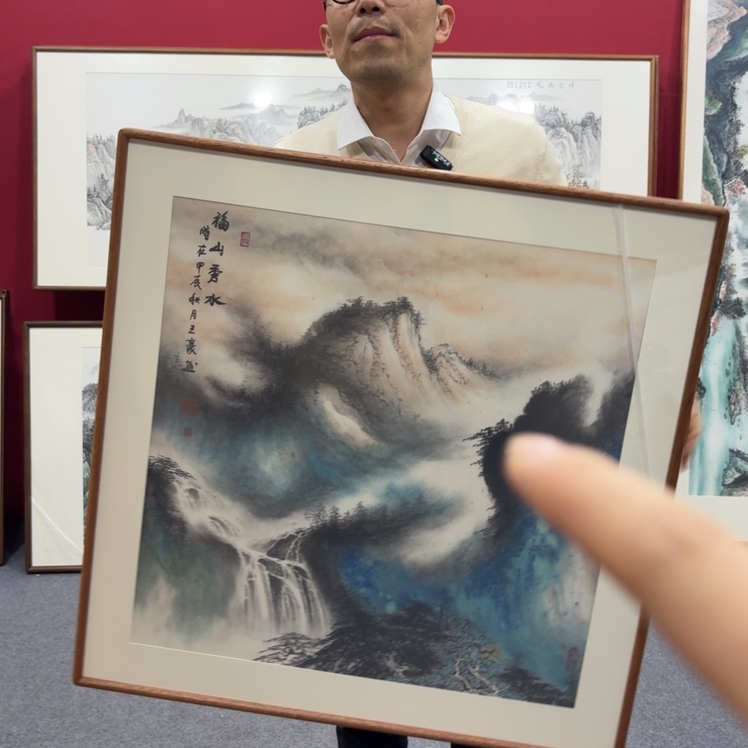 国画带框绘画80/80尺寸