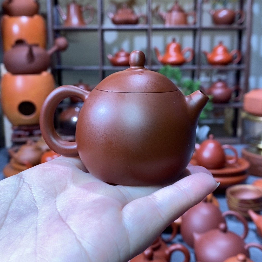 紫砂茶壶福利款潮州手拉壶全手朱泥小龙蛋60cc