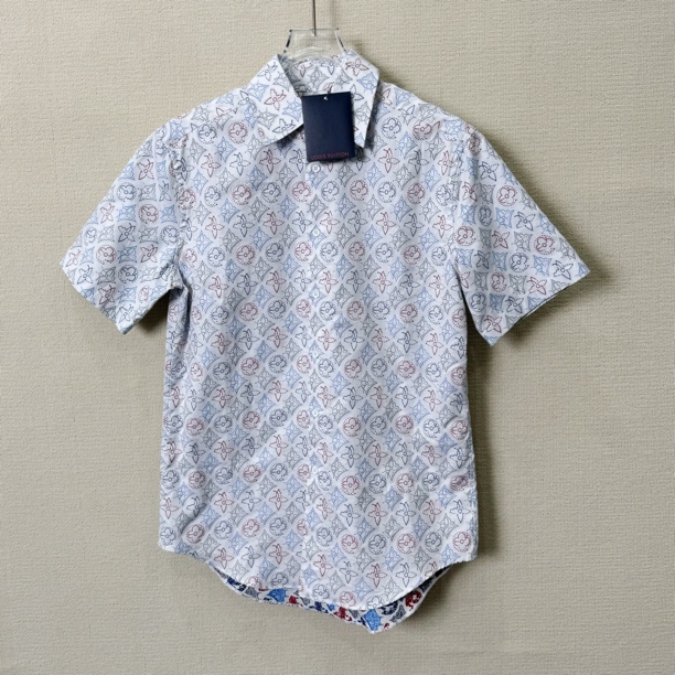 全新未使用 LouisVuitton/路易威登 花卉logo满印短袖衬衫/S码