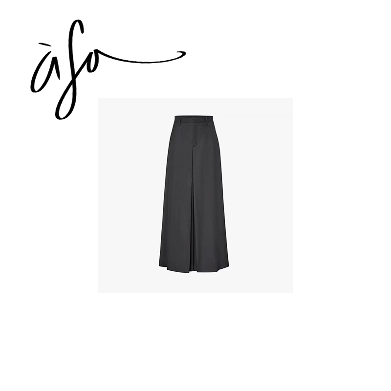 ASA- 【两色压褶大摆阔腿休闲西装裤】