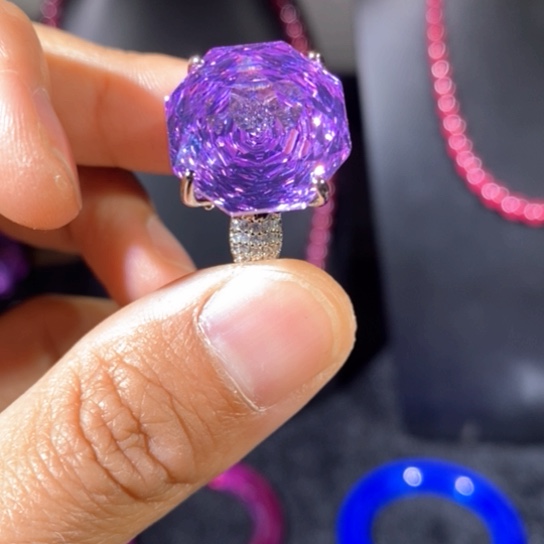 戒指银S925镶嵌红宝石