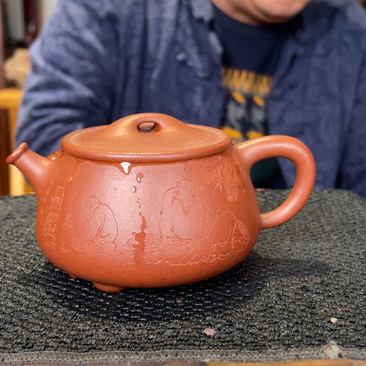 【闪购商品】紫砂茶壶木*達明石瓢紅皮龍全手製