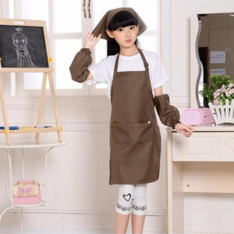 学生围裙绘画衣厨师帽套装污幼儿围裙画画衣夏款