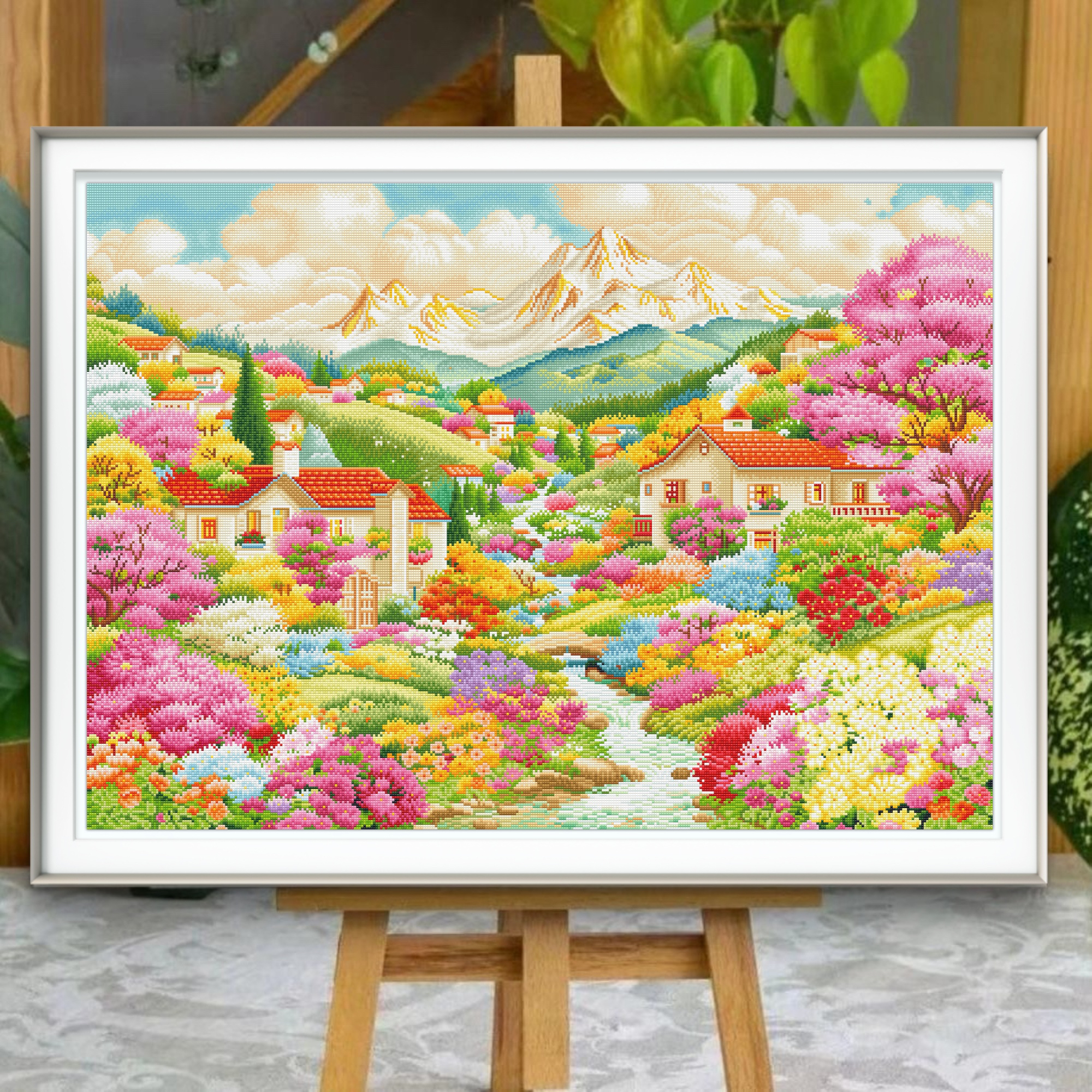 【鱼糯糯定制】新款田园花屿十字绣套件120×85大格四股绣65色
