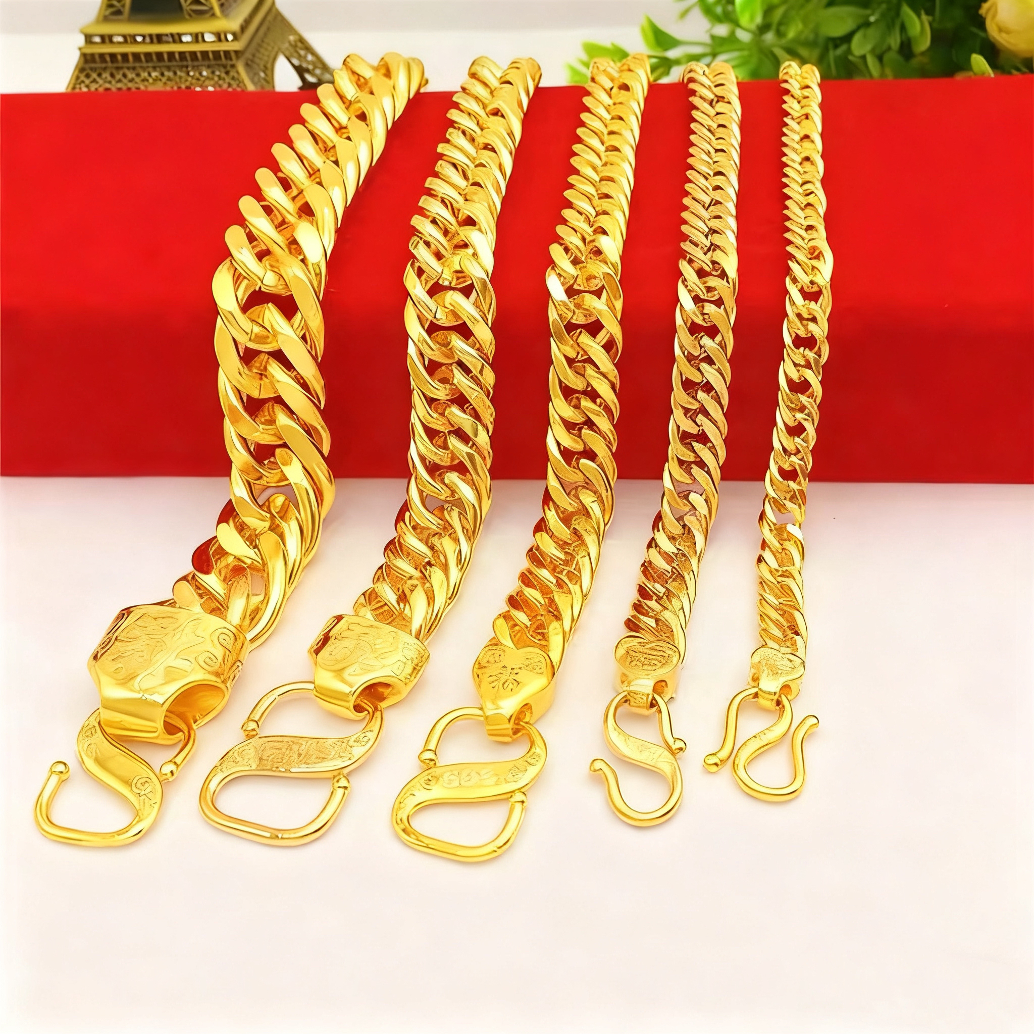 铜合金手链 铜合金男士坦克手链饰品仿金色霸气老板手串久不掉色