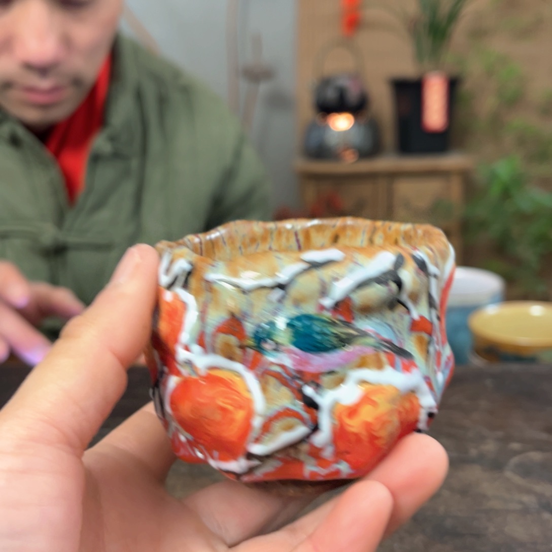 瓷片景德镇柴烧手绘杯
