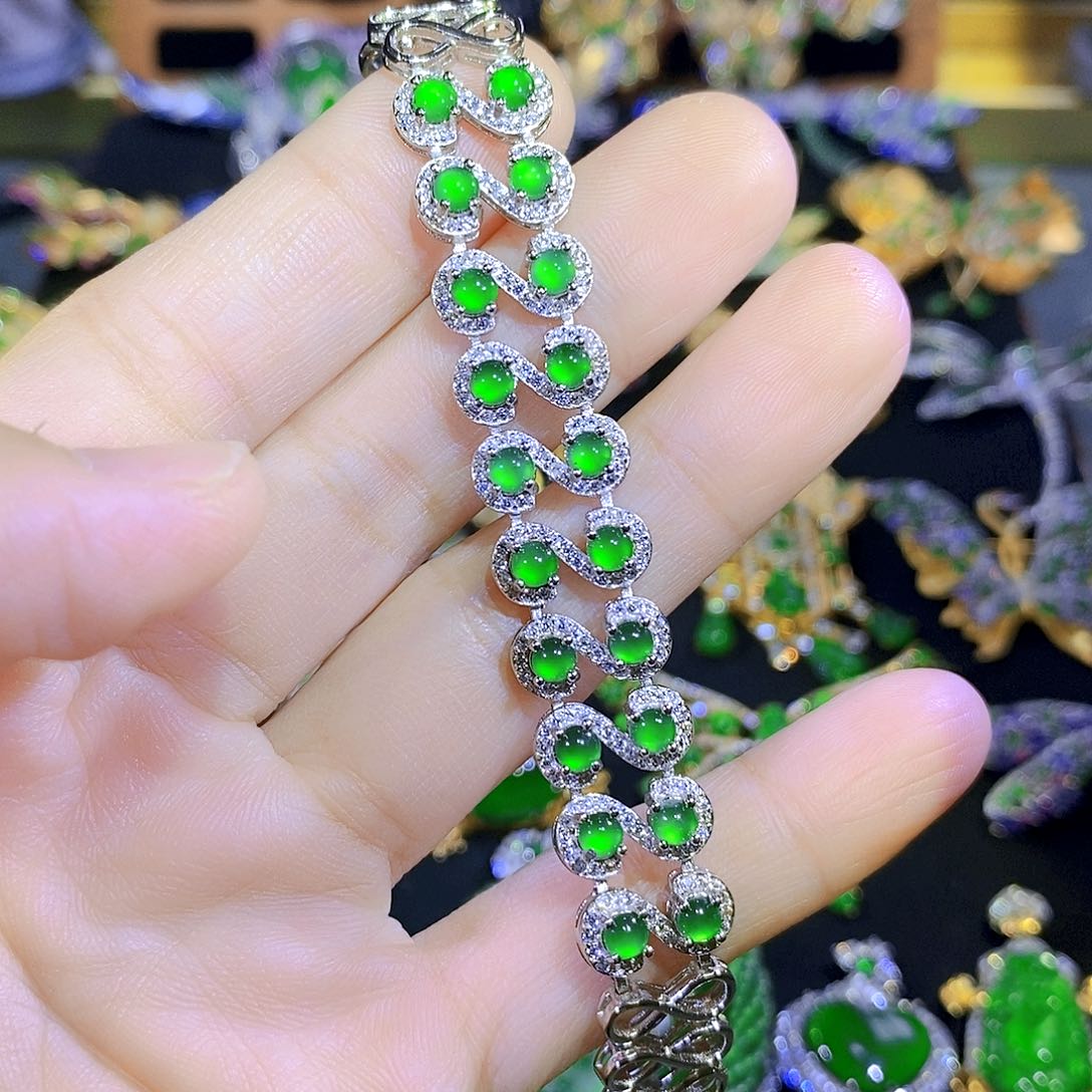 吊坠(不含链)银S925镶嵌翡翠