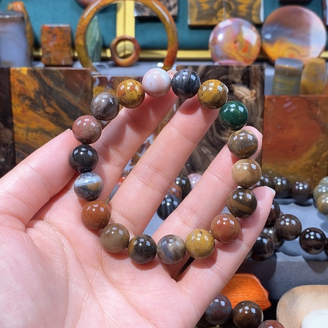 硅化玉天然北票硅化玉手串未镶嵌發天然北票硅化玉手串