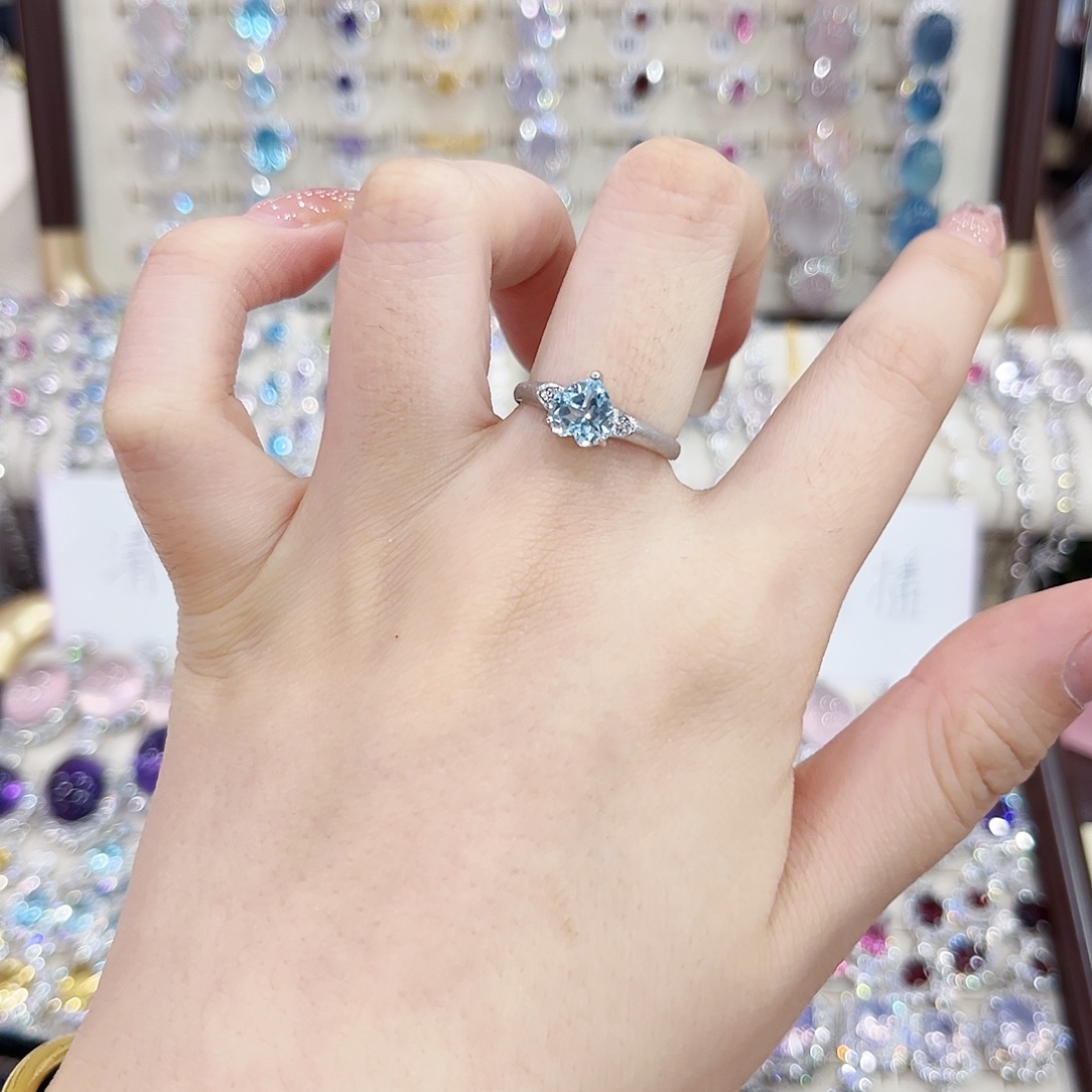 烟晶银S925镶嵌戒指