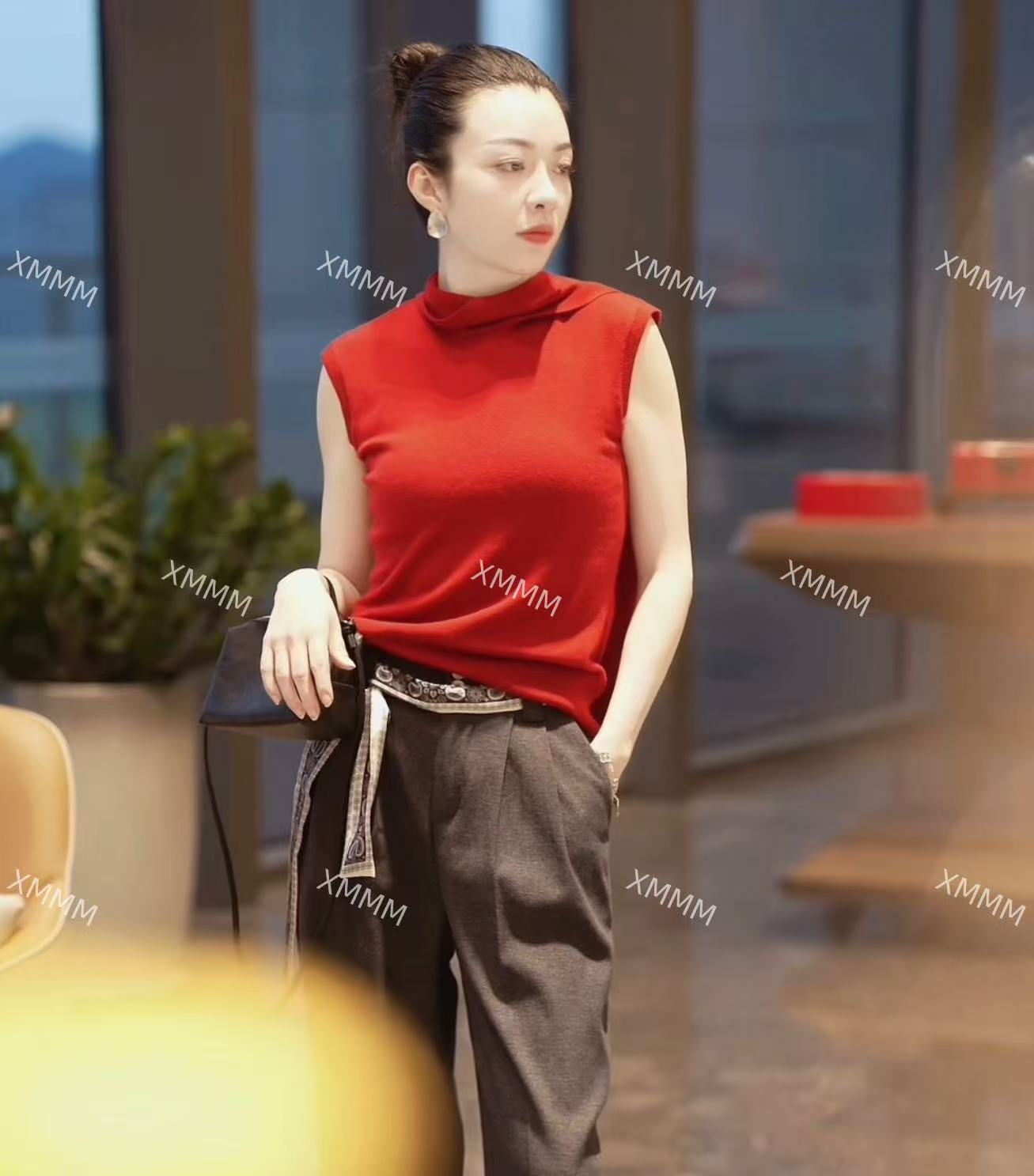 XMMM2025秋冬新款飘带羊毛背心