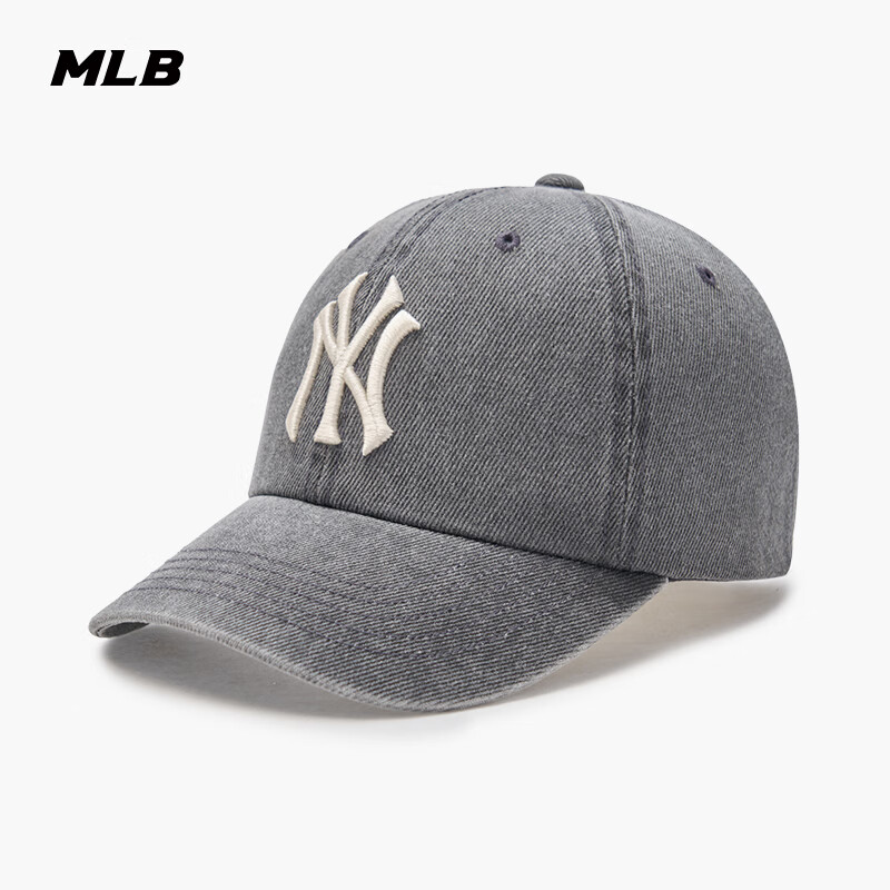MLB官方 男女情侣大LOGO水洗复古遮阳软顶棒球帽25新款 M25NCPVV5