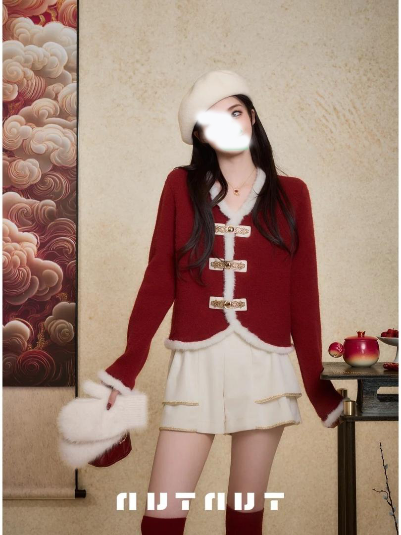 吞吞现货秋冬【庆余年】讨人喜欢 新中式拼接毛条国风盘扣毛衣