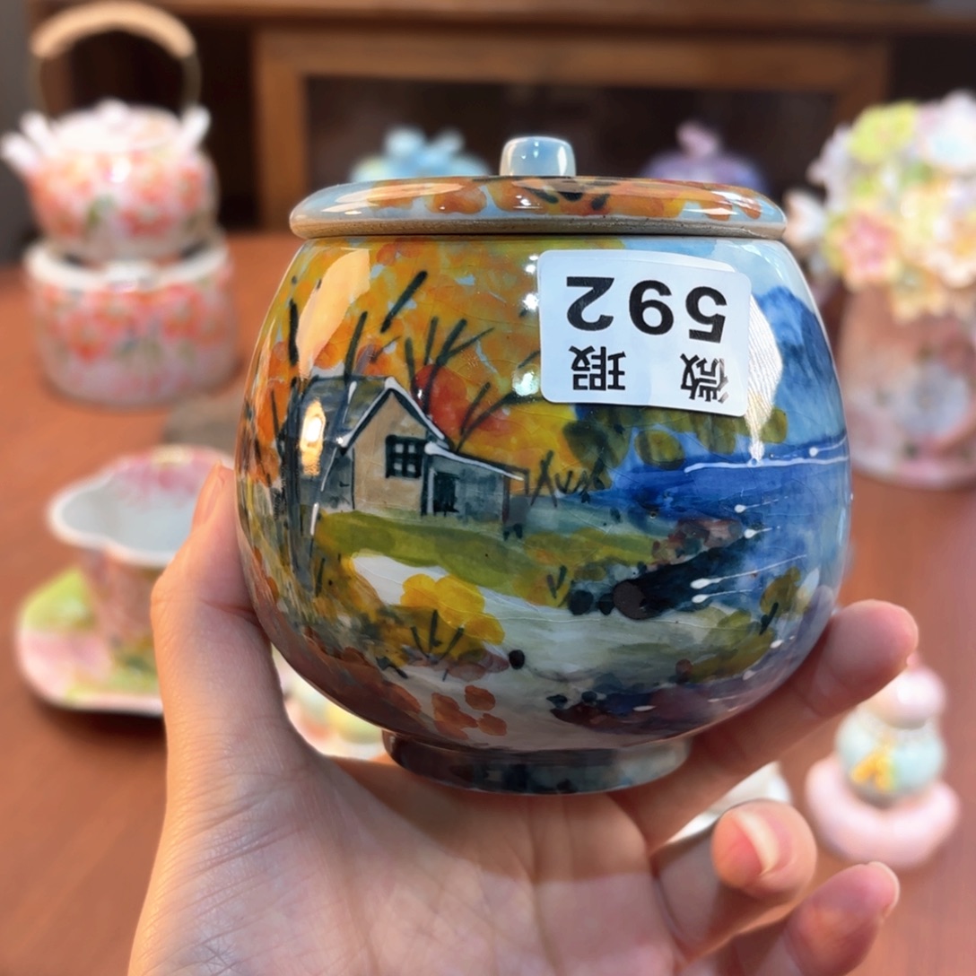 景德镇手绘高温釉下彩陶瓷茶具